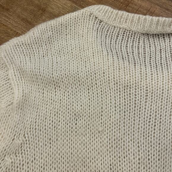 Wooden Ships Reindeer Sweater M L Christmas Mohair Wool Blend Oversized Holiday - Picture 10 of 11